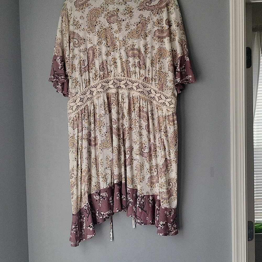 CATO floral print tie front duster with matching tank - Picture 5 of 5